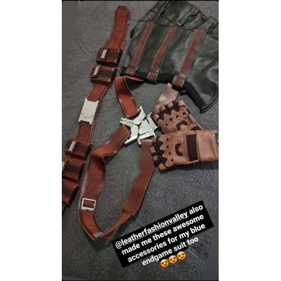 Captain America Civil War and Endgame Real Leather Accessories full set (Harness, Belt Pouch, Gloves & Gaiters Boot Covers)