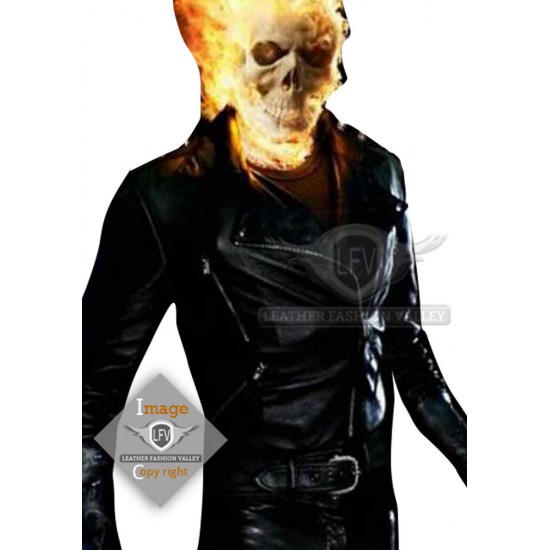 Ghost Rider Spiked Black Leather Motorcycle Jacket