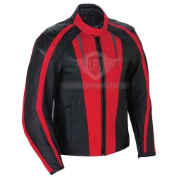 Attractive Black & Red Patches Design Leather Jacket Attractive Black & Red Patches Design Leather Jacket