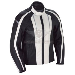 Attractive Black & White Patches Design Leather Jacket Attractive Black & White Patches Design Leather Jacket