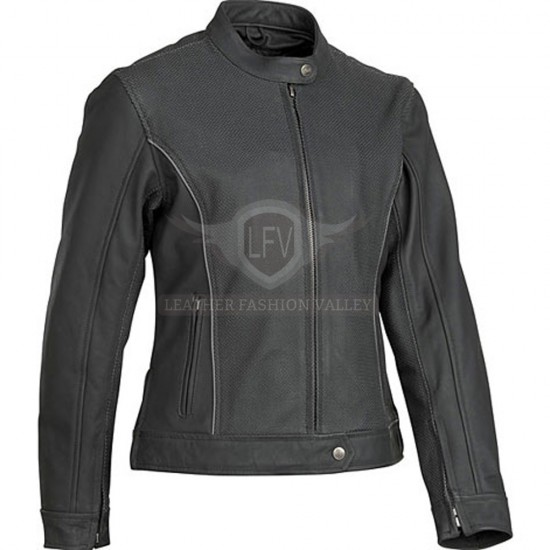 Women Casual Black Motorcycle Real Leather Jacket