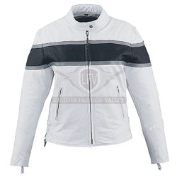 Classic White & Black Motorbike Leather Jacket Classic White & Black Motorbike Leather Jacket