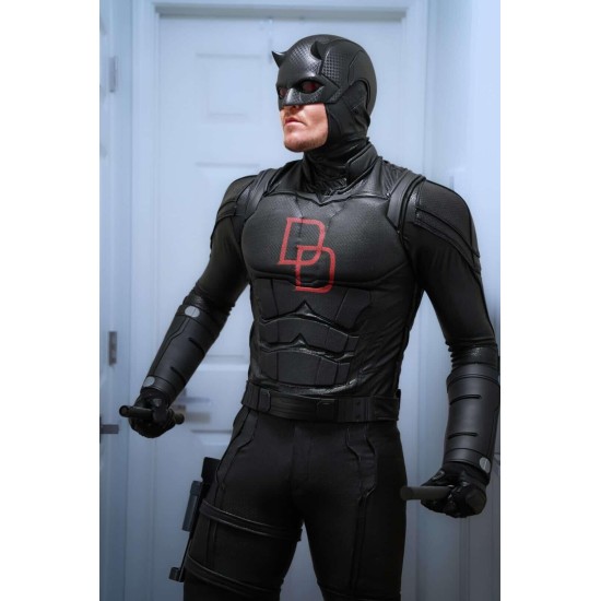 Daredevil Born Again Black Suit Red DD Logo on chest Daredevil Born Again Black Suit Red DD Logo on chest