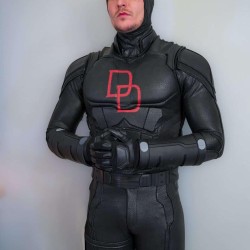 Daredevil Born Again Black Suit Red DD Logo on chest