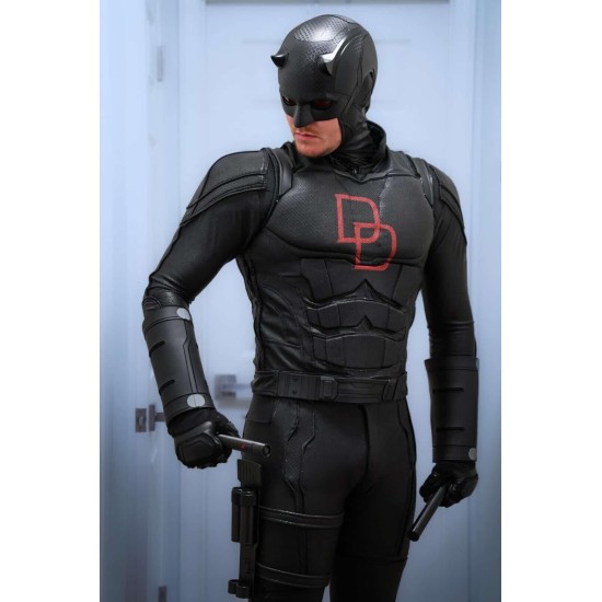 Daredevil Born Again Black Suit Red DD Logo on chest Daredevil Born Again Black Suit Red DD Logo on chest