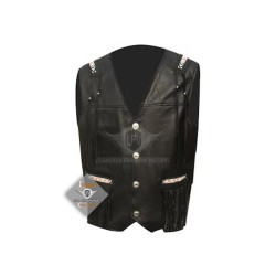 Black Western Cowboy Fashion Biker Leather Vest Jacket Black Western Cowboy Fashion Biker Leather Vest Jacket
