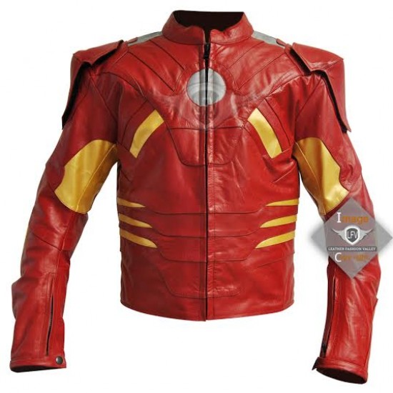 Avengers Iron Man Mark 7 Mens leather jacket