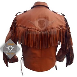 Brown Western Cowboy Fashion Leather Jacket