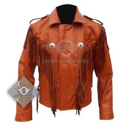 Brown Western Cowboy Fashion Leather Jacket