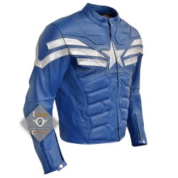 Captain America Chris Evans The winter soldier royal blue costume leather jacket