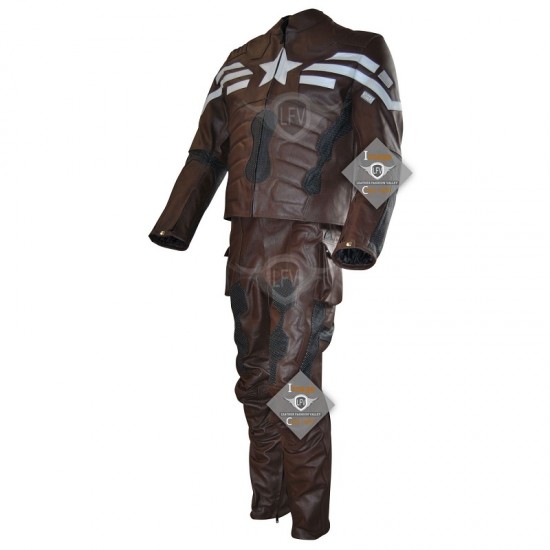 Captain America The Winter Soldier Stealth Strike Leather Full Costume (Dark Brown)