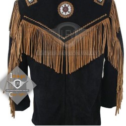 Golden Western Cowboy Fashion Leather Jacket