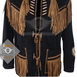 Golden Western Cowboy Fashion Leather Jacket
