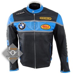 Men Motorbike Gear BMW And Nokia Leather Jacket