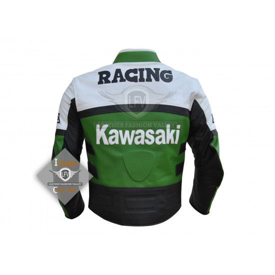 Men Motorbike Gear Kawasaki Tracsuit Leather Jacket