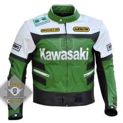 Men Motorbike Gear Kawasaki Tracsuit Leather Jacket