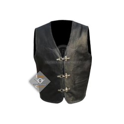 Mens Dashing Motorbike Black Leather Vest Jacket