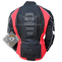 Textile Motorbike Men Black And Red Leather Jackets