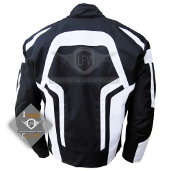 Textile Motorbike Men Black And White Leather Jackets