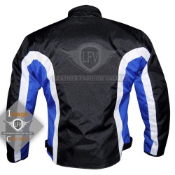 Textile Motorbike Men Black With Blue Contrast Leather Jackets