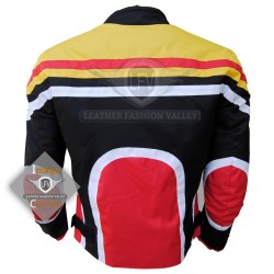 Textile Motorbike Men Black With Multi Color Contrast Leather Jackets