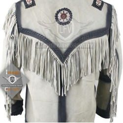 White Western Cowboy Fashion Leather Jacket