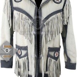 White Western Cowboy Fashion Leather Jacket