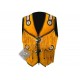 Yellow Western Cowboy Fashion Leather Vest Jacket