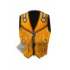 Yellow Western Cowboy Fashion Leather Vest Jacket