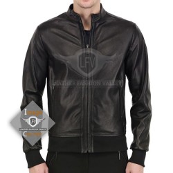 Mens Perforated Bombor Leather Jacket