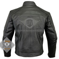 Simple Black Motor Bike Leather Jacket