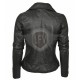 Women Quilted Shoulders Motorcycle Leather jacket
