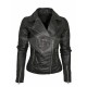 Women Quilted Shoulders Motorcycle Leather jacket