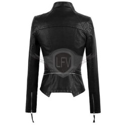 Women Black Quilted Fashion Style Leather Jacket Women Black Quilted Fashion Style Leather Jacket