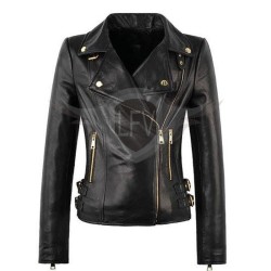 Women Designer Black Motorcycle Leather Jacket Women Designer Black Motorcycle Leather Jacket