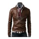 Designer Brown Slim Fit Leather Jacket