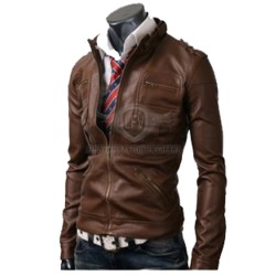 Designer Brown Slim Fit Leather Jacket Designer Brown Slim Fit Leather Jacket