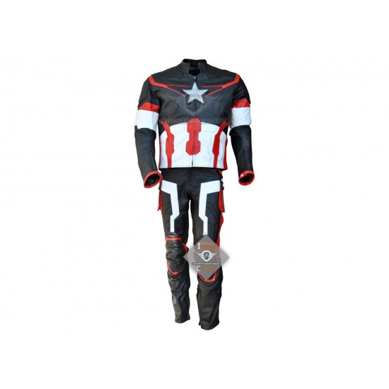 Avengers Age Of Ultron Captain America  Full Leather Costume Black & Red