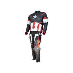 Avengers Age Of Ultron Captain America  Full Leather Costume Black & Red Avengers Age Of Ultron Captain America  Full Leather Costume Black & Red