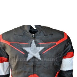 Avengers Age Of Ultron Costume Black Red Captain America Leather Jacket Avengers Age Of Ultron Costume Black Red Captain America Leather Jacket