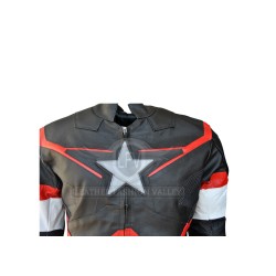 Avengers Age Of Ultron Costume Black Red Captain America Leather Jacket Avengers Age Of Ultron Costume Black Red Captain America Leather Jacket