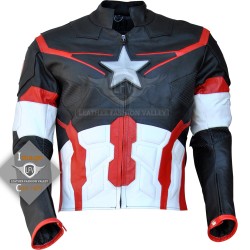 Avengers Age Of Ultron Costume Black Red Captain America Leather Jacket Avengers Age Of Ultron Costume Black Red Captain America Leather Jacket