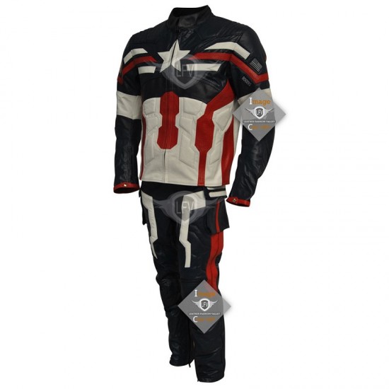 Captain America Leather Motorcycle Suit