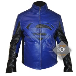 Superman Man of Steel Blue Black Leather Jacket Superman Man of Steel Blue Black Leather Jacket