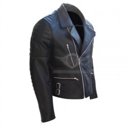 Mens Slim Fit Asymmetric Zip Biker Leather Jacket Mens Slim Fit Asymmetric Zip Biker Leather Jacket
