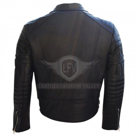 Men Multi Zipper Motorcycle Leather Jacket