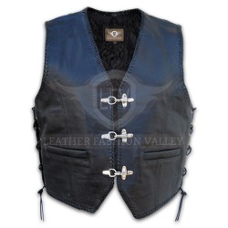 Men's Black Western Leather Vest