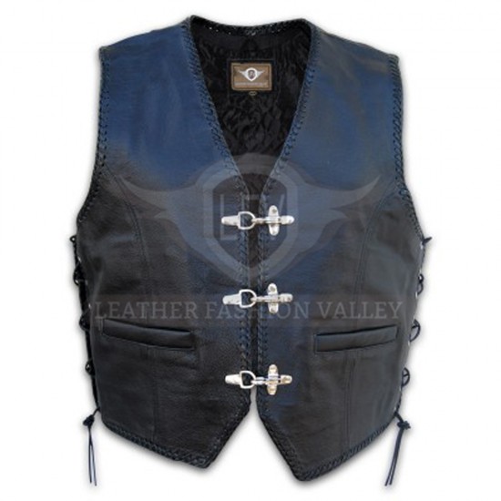 Men's Black Western Leather Vest