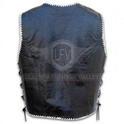 Men Fashion Black/White Western Leather Vest Men Fashion Black/White Western Leather Vest