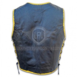 Mega Sale Black/Yellow Western Leather Vest Mega Sale Black/Yellow Western Leather Vest